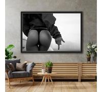 YUSUZHU Fille en string noir, peintures sur toile pour femmes, doigt d'honneur imprimé, photos de femmes, impressions sur toile sexy 80 x 120 cm avec cadre