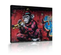 YUSUZHU Graffiti coloré, décoration murale pour chambre d'adolescent, singe drôle, impressions sur toile, peintures, affiches de rue, œuvres d'art, salle de jeux, 21 x 30 cm, avec cadre