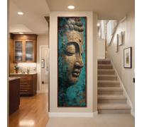YUSUZHU Impression Bouddha Sombre, Décoration Zen Minimaliste Verticale, Portrait Spirituel de Bouddha, Peinture, Art Mural Bouddhiste sur Toile (20x60cm/Sans Cadre)