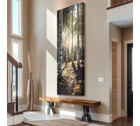 YUSUZHU Impression d'un grand bouleau, tableau mural long et étroit, grande toile verticale, art sur toile, peinture de paysage, art du bouleau (45 x 135 cm/cadre intérieur)