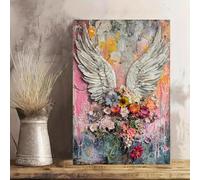 YUSUZHU Impression sur toile, Ailes blanches et fleurs, tableau, affiches surréalistes, art mural, pour chambre à coucher, salon, 30 x 45 cm, avec cadre