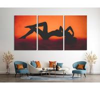 YUSUZHU Impression sur toile - Femme au coucher du soleil - Art romantique, nu, décoration murale contemporaine, images sur toile pour chambre à coucher 30 x 50 cm x 3 avec cadre
