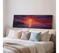 YUSUZHU Impression sur toile panoramique grand format représentant une éclipse solaire totale au-dessus de falaises côtières violettes, ambiance mystérieuse (40 x 120 cm, sans cadre)