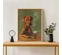 YUSUZHU Impression sur toile « Ruff Day », affiche de boisson vintage, décoration murale de bar, affiche de bière rétro, pour homme des cavernes, image murale de chien (50 x 70 cm, sans cadre)