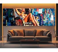 YUSUZHU Impression sur toile style « Dame dans un fauteuil », art mural, peinture de femme sexy, décoration murale de style rétro, photos murales 55 x 110 cm avec cadre