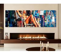 YUSUZHU Impression sur toile style « Dame dans un fauteuil », art mural, peinture de femme sexy, décoration rétro, photos murales 50 x 50 cm x 3 avec cadre