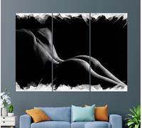 YUSUZHU Impressions sur toile représentant des femmes en noir et blanc, décoration murale, peinture de femme sexy, peinture de fille, affiches et impressions 30 x 50 cm x 3 avec cadre
