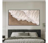 YUSUZHU Peinture à l'huile sur toile de plage de l'océan longue, affiches et impressions texturées de sable de ton terre, peinture d'art mural pour décoration de salon 70x140cm sans cadre