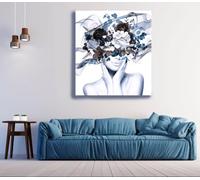 YUSUZHU Portrait floral féminin, impression sur toile, art mural sexy, affiche florale, art féminin, 50 x 50 cm, sans cadre