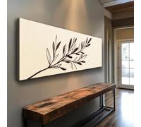 YUSUZHU Tableau abstrait horizontal étroit sur toile représentant un arbre et de larges feuilles, art naturel, impression sur toile pour bureau, chambres ou halls (35 x 105 cm/sans cadre)