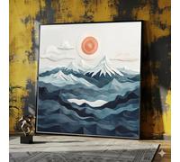YUSUZHU Tableau abstrait sur toile représentant un paysage de montagne, avec des sommets enneigés bleus. Décoration nature, toile prête à accrocher (30 x 30 cm, sans cadre).
