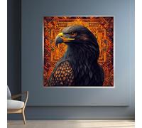 YUSUZHU Tableau Aigle Majestueux sur Toile, Impression Aigle, Affiche Illustration Aigle, Peinture Art Animalier sur Toile pour Décoration Murale (30x30cm/Cadre Intérieur)