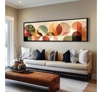 YUSUZHU Tableau botanique horizontal texturé représentant un arbre, aux couleurs neutres, décoration botanique vintage sur toile longue et étroite (55 x 110 cm, sans cadre).