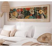 YUSUZHU Tableau mural grand format inspiré de l'art botanique Kusama - Impressions horizontales surdimensionnées au format paysage pour la décoration de la chambre d'enfant (40 x 120 cm/sans cadre)