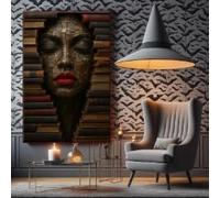 YUSUZHU Tableau sur toile à l'ambiance mélancolique et littéraire, décoration cottagecore, art dark Academia, art de bibliothèque, coin lecture, peinture pour amoureux des livres (60x80cm/sans cadre)