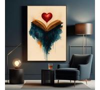 YUSUZHU Tableau sur toile « Club des amoureux des livres », coin lecture, décoration de bibliothèque, impressions de tableaux sur le thème des livres (70 x 100 cm/sans cadre)