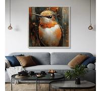 YUSUZHU Tableau sur toile Colibri, Peinture d'oiseau colorée, Détail des plumes, Décoration faune sauvage, Prêt à accrocher, Décoration intérieure, Impressions (30x30cm/cadre intérieur)