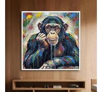 YUSUZHU Tableau sur toile Gorille coloré - Impression singe expressionniste abstraite - Portrait animalier - Peinture artistique animalière (20x20cm/sans cadre)