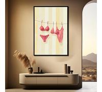 YUSUZHU Tableau sur toile moderne représentant un bikini suspendu à un fil à linge, prêt à accrocher, décoration murale minimaliste pour la chambre à coucher (30 x 40 cm/cadre intérieur)