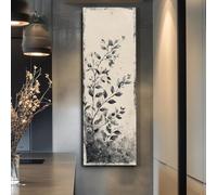 YUSUZHU Tableau sur toile représentant de hautes feuilles étroites, impression verticale d'un arbre allongé pour salle à manger, salon, chambre, œuvre d'art longue et étroite (35 x 105 cm/sans cadre)