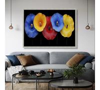 YUSUZHU Tableau sur toile représentant des fleurs, gros plan floral coloré, décoration botanique, art naturel lumineux, décoration intérieure, affiches et impressions (50 x 75 cm/cadre intérieur)