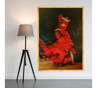 YUSUZHU Tableau sur toile représentant une danseuse de flamenco en robe rouge, décoration murale avec une danseuse espagnole, estampe culturelle (40 x 60 cm avec cadre intérieur).