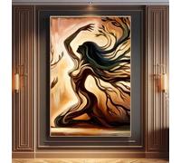 YUSUZHU Tableau sur toile représentant une femme et la nature, art féminin et féministe, peinture d'arbre, décoration murale unique, image valorisant le corps (50 x 70 cm, sans cadre)