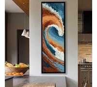 YUSUZHU Tableau vertical allongé pour bureau, toile haute et étroite pour salle à manger, salon, chambre, œuvre d'art texturée allongée (50 x 150 cm/sans cadre)