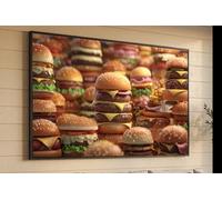 YUSUZHU Toile Burger Stack, Décoration murale Fast Food, Décoration intérieure Cheeseburger, Impression sur toile Burger juteux, Peinture artistique pour la cuisine (60x80cm/Sans cadre)