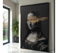 YUSUZHU Toile d'art vintage, coups de pinceau abstraits dorés, portrait classique de la Renaissance, art mural contemporain, tableau de décoration intérieure (70 x 100 cm/cadre intérieur)