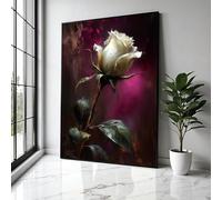 YUSUZHU Toile élégante rose blanche, art mural floral, peinture décorative romantique, décoration intérieure sur toile, affiches et impressions (70x100cm/sans cadre)