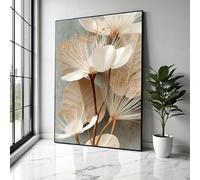 YUSUZHU Toile florale neutre et élégante, tableau de fleurs blanches, décoration botanique, reproduction d'art sur toile, affiche pour la maison, décoration (50 x 70 cm/sans cadre)