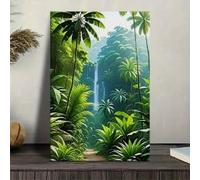 YUSUZHU Toile murale représentant un chemin dans la jungle - Affiche avec cascade et végétation luxuriante, pour salon, bureau, bar, décoration (80 x 120 cm, sans cadre)