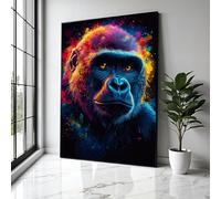 YUSUZHU Toile représentant un gorille coloré, art mural abstrait animalier, peinture animalière, art facial, décoration intérieure, affiches et impressions (70x100cm/sans cadre)