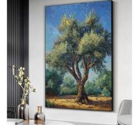 YUSUZHU Toile représentant un paysage d'oliviers, style impressionniste, impression sur toile, œuvre d'art rustique, décor méditerranéen (30 x 40 cm/sans cadre)