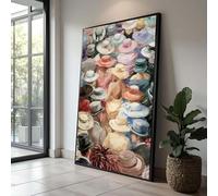 YUSUZHU Toile représentant une foule de chapeaux vintage, style impressionniste, tableau décoratif de style « rassemblement », affiche historique (80 x 140 cm, sans cadre)