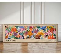 YUSUZHU Œuvre d'art horizontale étroite - Affiche bohème beige pour la décoration intérieure, tableau horizontal pour lit, art mural sur toile (60 x 180 cm/sans cadre)