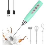 YUSWKO Mousseur à lait portable pour café, mélangeur de boisson rechargeable avec 3 têtes et 3 vitesses - Fouet électrique pour latte, cappuccino, chocolat chaud, œuf - Bleu layette