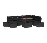 YUTAASU Ensemble de canapé de jardin modulaire en polyrotin 9 pièces noir avec espace de rangement, installation flexible pour jardin ou terrasse, poches étanches pratiques, entretien facile