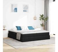 YUTAASU Lit coffre avec matelas noir 180 x 200 cm | Extension latérale hydraulique, matelas à fermeté moyenne, cadre en métal, montage facile