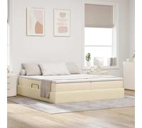 YUTAASU Lit de rangement avec matelas Crème 180 x 200 cm | Cadre en métal stable, extension latérale hydraulique, matelas à fermeté moyenne, montage facile