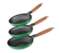 YUTANN Ensemble de 3 poêles en fonte, Lot de 3 poêles - 20 + 24 + 28 cm Avec poignée amovibl, Revêtement anti-adhésif Compatibles tous feux - Passe au four