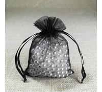 YUTBG Lot de 100 sachets en Organza à Cordon, 10 x 15, 11 x 16, 13 x 18, 15 x 20 cm, pour Emballage de Bijoux, Sacs et Pochettes en Organza, Noir, 15 x 20 cm