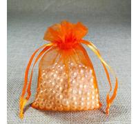 YUTBG Lot de 100 sachets en Organza à Cordon, 10 x 15, 11 x 16, 13 x 18, 15 x 20 cm, sachets de Noël, emballages de Bijoux, sachets et Pochettes en Organza, Orange, 13 x 18 cm