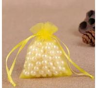 YUTBG Lot de 50 sachets en Organza pour Cadeaux de Bonbons, Bijoux, 7 x 9, 9 x 12, 10 x 15, 13 x 18 cm, sachets d'emballage et Pochettes à Bijoux, Jaune, 9 x 12 cm