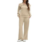 Yutdeng Ensemble Survêtement Femme Deux Pièces Lounge Set à Manche Longue Tenues Sport 2 Pièces Sweat Col Revers demi-Fermeture Éclair Pantalon Décontracté Tenue Jogging Chic Tracksuit Automne Hiver