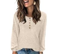 Yutdeng Femme Pulls Décontractés Tunique Pull Femme Léger Sweat à Manches Longues Sweatshirt Casual Automne Hiver Pullover Ample Mode Tops Chaud Haut Col Rond Chic Élégant Chandail Lâche Couleur Unie