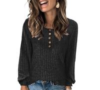 Yutdeng Femme Pulls Décontractés Tunique Pull Femme Léger Sweat à Manches Longues Sweatshirt Casual Automne Hiver Pullover Ample Mode Tops Chaud Haut Col Rond Chic Élégant Chandail Lâche Couleur Unie