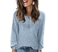 Yutdeng Femme Pulls Décontractés Tunique Pull Femme Léger Sweat à Manches Longues Sweatshirt Casual Automne Hiver Pullover Ample Mode Tops Chaud Haut Col Rond Chic Élégant Chandail Lâche Couleur Unie