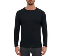 Yutdeng Hauts Thermiques Homme sous-Vêtements Chauds Manches Longues et Col Rond Doublé en Polaire Automne Hiver Maillot de Corps Tee Shirt Sport Gym Ski Couche de Base Vêtement,Noir,M